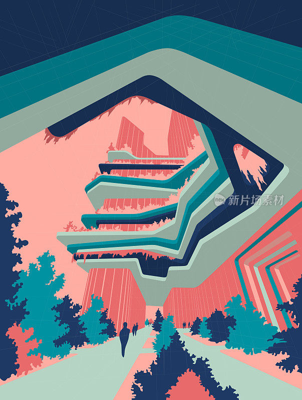 Colored architectural illustration